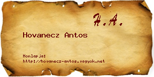 Hovanecz Antos névjegykártya